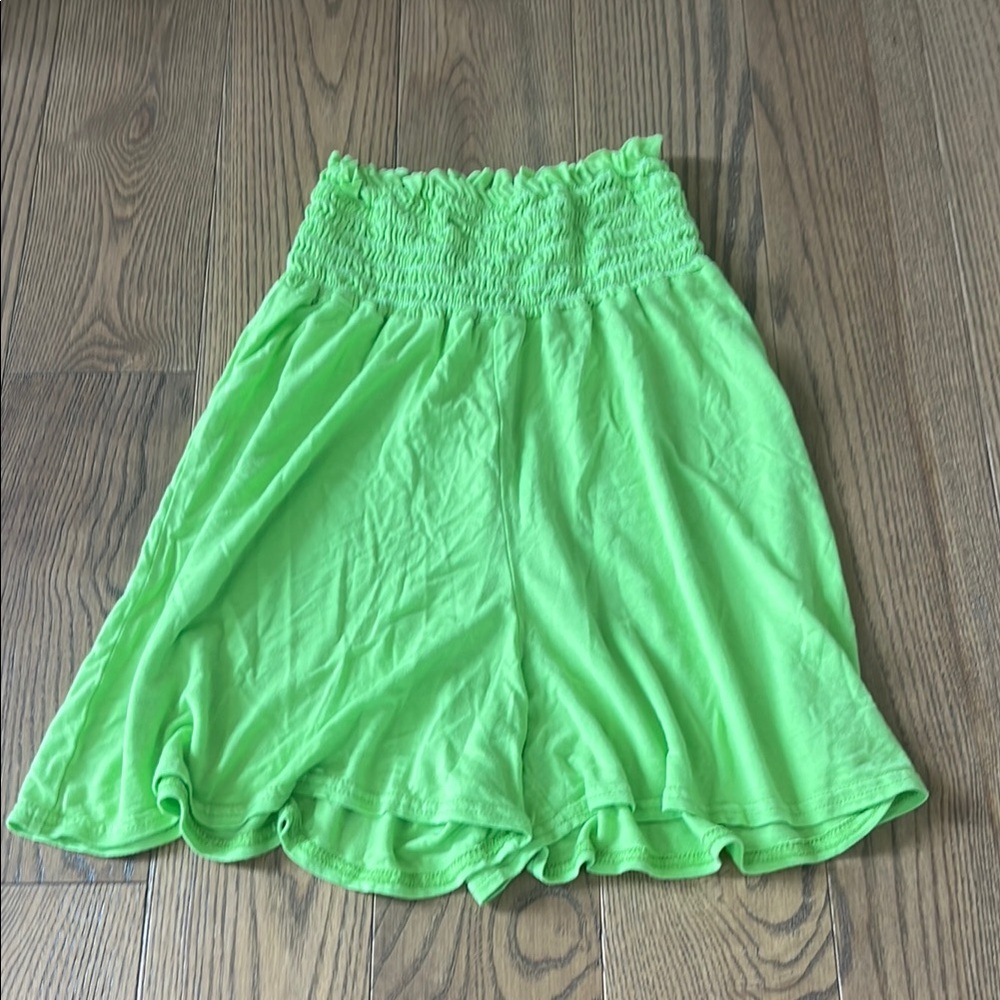 Missguided + Green Smocked Skater shorts